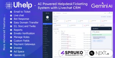 Uhelp - AI-Powered CRM Helpdesk & Customer Support Ticketing System with Live Chat (NextJS)