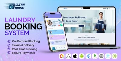 UltraWash - Complete Multi-Store Laundry Booking Solution (App + Website + Admin Panel) | On-Demand
