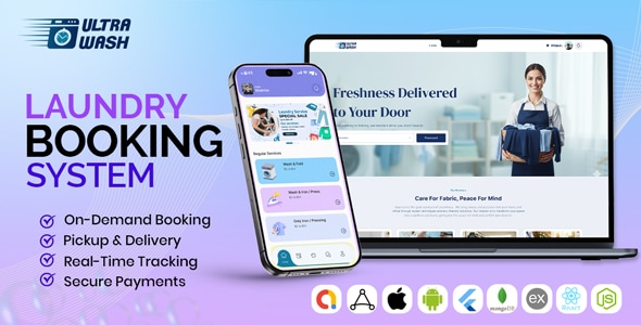 UltraWash - Complete Multi-Store Laundry Booking Solution (App + Website + Admin Panel) | On-Demand UltraWash - Complete Multi-Store Laundry Booking Solution (App + Website + Admin Panel) | On-Demand