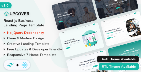 Upcover - React Js Business Landing Page Template Upcover - React Js Business Landing Page Template