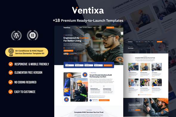 Ventixa - Air Conditioner & HVAC Repair Service Elementor Template Kit Ventixa - Air Conditioner & HVAC Repair Service Elementor Template Kit