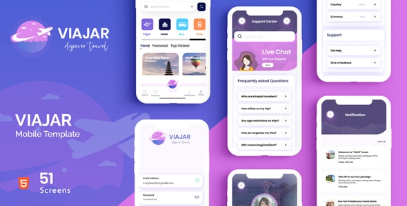 VIAJAR | Travel App Mobile Template VIAJAR | Travel App Mobile Template