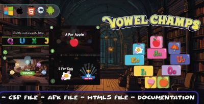 Vowel Champs - Educational Game - Construct 3, HTML5
