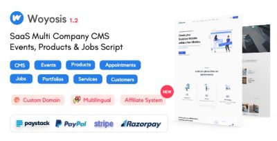 Woyosis - Saas Multi Company CMS - Events - Products & Jobs Script