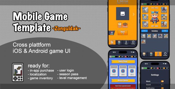 Zonguldak - Mobile Game UI Template Zonguldak - Mobile Game UI Template