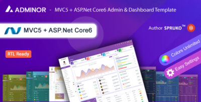 Adminor - MVC + ASP.Net Core Admin Dashboard Template