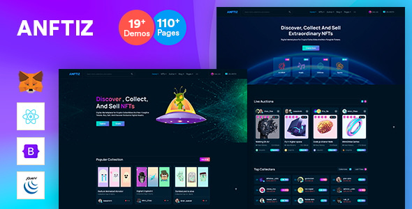 Anftiz - NFT Marketplace React Js Template Anftiz - NFT Marketplace React Js Template