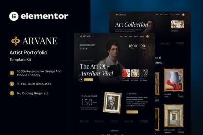 Arvane - Artist Portfolio Elementor Template Kit