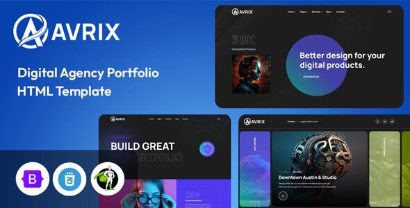 Avrix - Digital Agency & Creative Portfolio HTML Template Avrix - Digital Agency & Creative Portfolio HTML Template