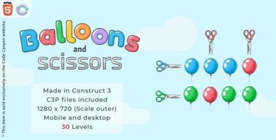 Balloons and scissors - HTML5 Puzzle game