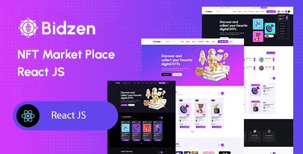 Bidzen - NFT Marketplace React Template Bidzen - NFT Marketplace React Template