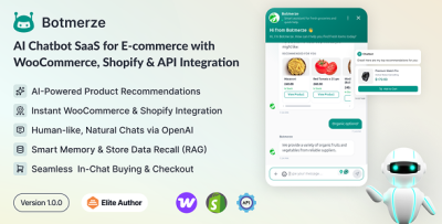 BotMerze - AI Chatbot SaaS for E-commerce with WooCommerce, Shopify & API Integration