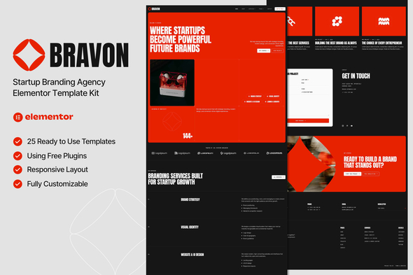 Bravon – Startup Branding Agency Elementor Template Kit Bravon – Startup Branding Agency Elementor Template Kit