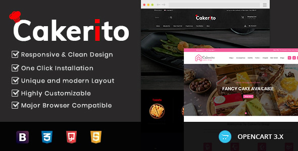 Cakerito - Cake Shop Opencart 3.x Responsive Theme Cakerito - Cake Shop Opencart 3.x Responsive Theme