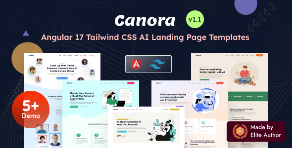 Canora - Angular 17+ AI Startup Landing Page with Tailwind CSS Canora - Angular 17+ AI Startup Landing Page with Tailwind CSS
