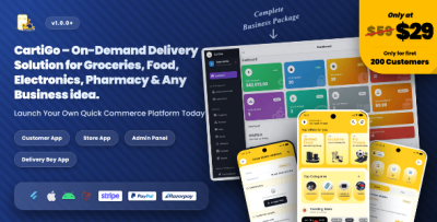 CartiGo - On-Demand Delivery & eCommerce Flutter App | Customer, Store & Rider Apps + Laravel