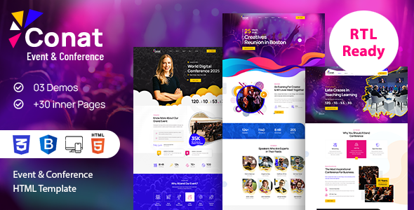 Conat | Event & Conference HTML Template + RTL Ready Conat | Event & Conference HTML Template + RTL Ready