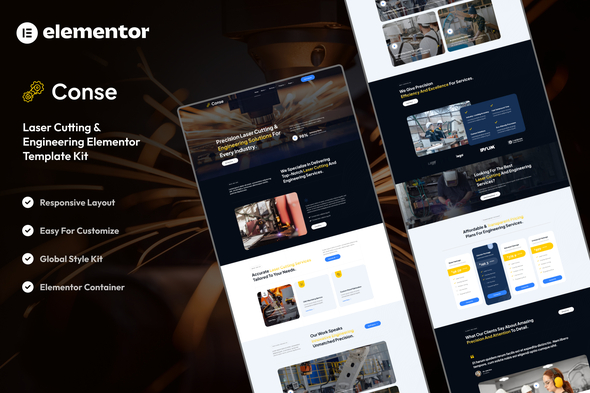 Conse - Industrial & Laser Cutting Services Elementor Template Kit Conse - Industrial & Laser Cutting Services Elementor Template Kit