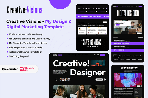 Creative Visions - Design Personal Portfolio & Digital Marketing Agency Elementor Template Kit Creative Visions - Design Personal Portfolio & Digital Marketing Agency Elementor Template Kit