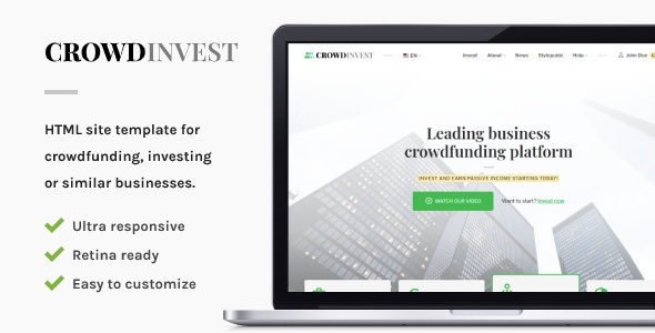 CrowdInvest - Crowdfunding HTML Site Template CrowdInvest - Crowdfunding HTML Site Template