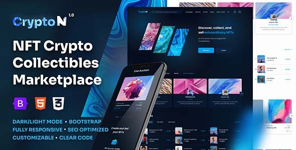 CryptoN - NFT Collectibles Marketplace HTML Template CryptoN - NFT Collectibles Marketplace HTML Template