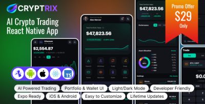 Cryptrix - AI Crypto Investing React Native Expo UI Kit