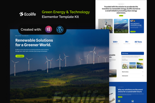 Ecolife - Green Energy & Technology Company Elementor Template Kit Ecolife - Green Energy & Technology Company Elementor Template Kit