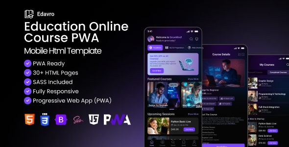 Education Online Course PWA Mobile Html Template Education Online Course PWA Mobile Html Template