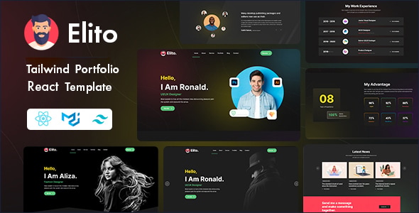 Elito - Tailwind CSS Creative Portfolio React Template Elito - Tailwind CSS Creative Portfolio React Template