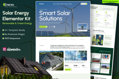 Enerza - Solar & Renewable Energy Elementor Template Kit