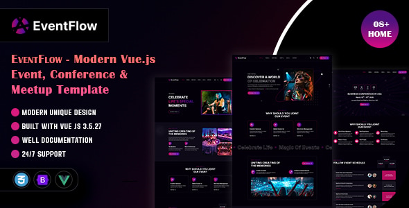 Eventflow - Modern Vue.js Event, Conference & Meetup Template Eventflow - Modern Vue.js Event, Conference & Meetup Template