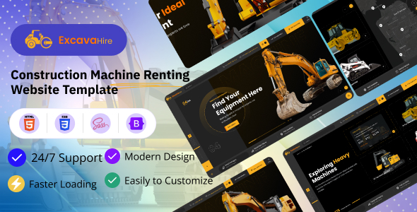 ExcavaHire - Construction Machine Renting Website HTML Template ExcavaHire - Construction Machine Renting Website HTML Template