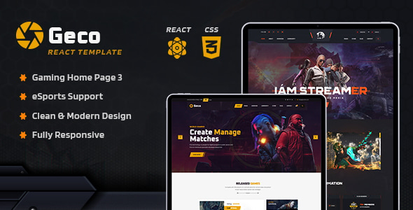Geco - eSports Gaming React JS Template Geco - eSports Gaming React JS Template