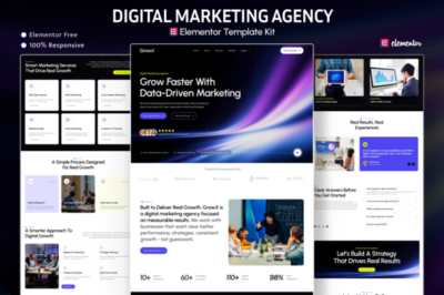 GrowX - Digital Marketing Agency & SEO Elementor Template Kit