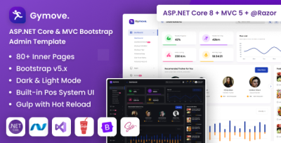 Gymove - ASP.NET Core & MVC Bootstrap Admin Template