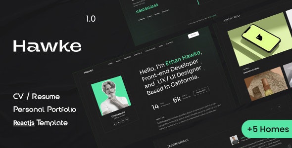 Hawke - Personal One Page Portfolio Nextjs Template Hawke - Personal One Page Portfolio Nextjs Template