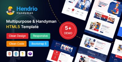 Hendrio - Multipurpose and Handyman Plumbing  HTML5 Template