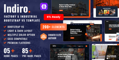 Indiro | Factory and Industry Bootstrap 5 HTML Template + RTL