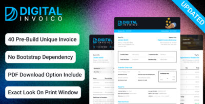 Invoice HTML Template for Ready to Print - Digital Invoico