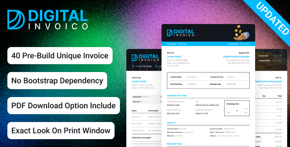 Invoice HTML Template for Ready to Print - Digital Invoico Invoice HTML Template for Ready to Print - Digital Invoico