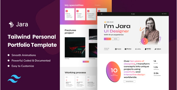 Jara - Tailwind CSS Personal Portfolio Template Jara - Tailwind CSS Personal Portfolio Template