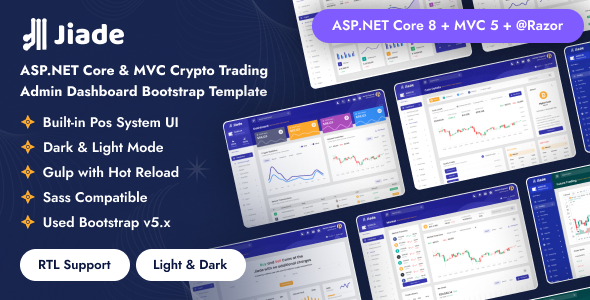 Jiade - ASP.NET Core & MVC Crypto Trading Admin Dashboard Bootstrap Template Jiade - ASP.NET Core & MVC Crypto Trading Admin Dashboard Bootstrap Template