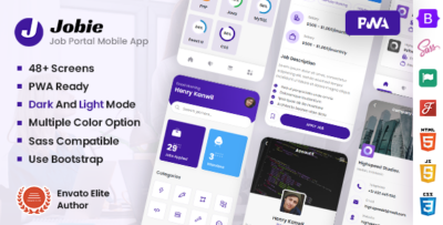 Jobie - Job Portal Bootstrap Mobile Template & PWA