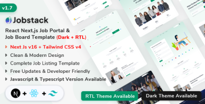 Jobstack - NextJs Job Board, Job Listing & Job Portal Template (Javascript + Typescript)