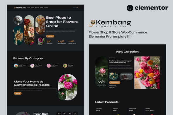 Kembang - Flower Shop & Store WooCommerce Elementor Pro Template Kit Kembang - Flower Shop & Store WooCommerce Elementor Pro Template Kit