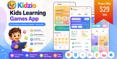Kidzio - Kids Learning Games & Education PWA Mobile App