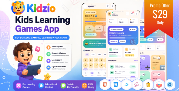 Kidzio - Kids Learning Games & Education PWA Mobile App Kidzio - Kids Learning Games & Education PWA Mobile App
