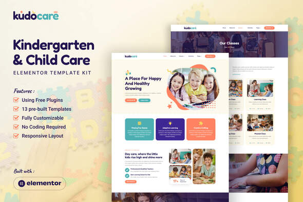 Kudocare - Kindergarten & Child Care Elementor Template Kit Kudocare - Kindergarten & Child Care Elementor Template Kit