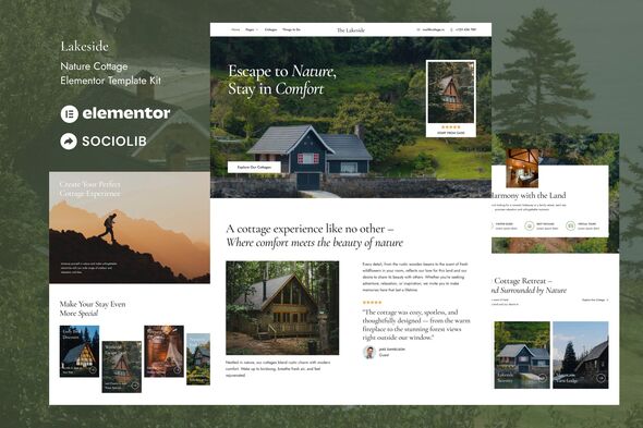 Lakeside - Nature Cottage Elementor Template Kit Lakeside - Nature Cottage Elementor Template Kit