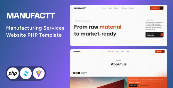 Manufactt - Manufacturing Services Website PHP Template Manufactt - Manufacturing Services Website PHP Template